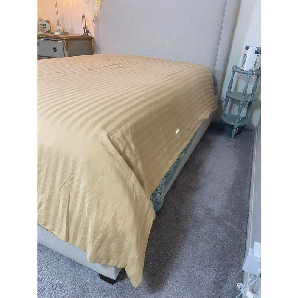 Charter Club Striped Sateen Duvet Cover in Light Beige